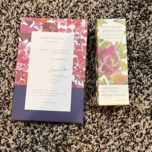 New Cottage Greenhouse Pomegranate Facial Serum and Clay Mask